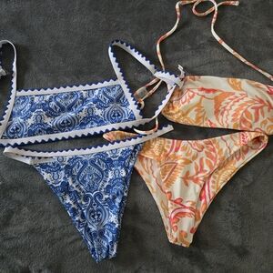 Blue and Orange Paisley Bikini Set